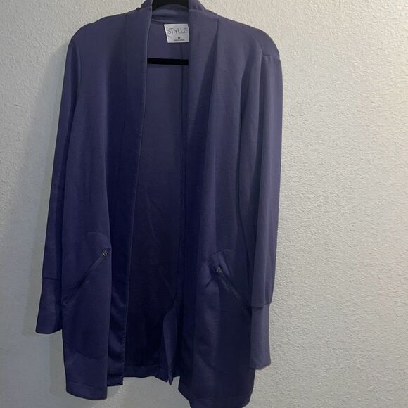 ✨Stylus Womens Long Sleeve Open Front Purple Sz XS Cardigan✨ - Picture 4 of 7